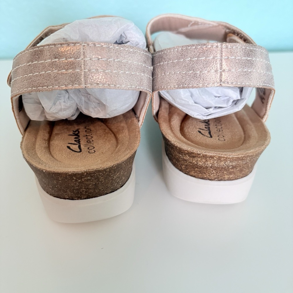 CLARKS‎ Calenne Clara Bronze Metallic Wedge Sandals ~Women's Size 10M~NEW in box - Picture 5 of 7